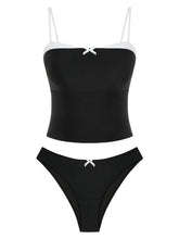 ZAFUL Bowknot Decor Square Neck Spaghetti Strap 2 Piece Swimsuit