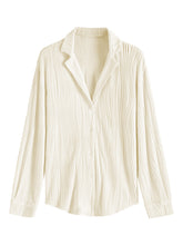 ZAFUL Women's Deep V Neck Top Long Sleeve Plisse Pleated Blouse Shirt Top