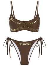 Gold Studded Side Tie Bikini Set