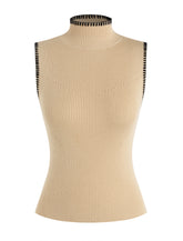 Ribbed-Knit Sleeveless Mock-Neck Vest Top