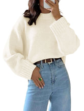ZAFUL Crew Neck Casual Knit Sweater-AMZ