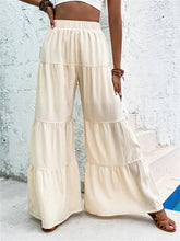 Women's Elastic High Waist Ruffle Wide Leg Pants