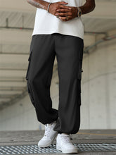 ZAFUL Men's Baggy Cargo Pants - Elastic Waist Drawstring Parachute Trousers with Pockets - Casual Street Hip Hop Style