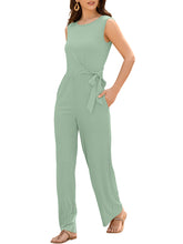 Women's Sleeveless Waist Tie Straight Fashion Jumpsuit