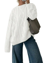 ZAFUL Cable Knit Sweaters for Women Crewneck Casual Knit Pullover Sweater Long Sleeves Jumper Tops