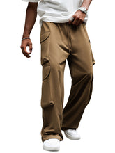 ZAFUL Flat Pocket Parachute Pants for Men Casual Baggy Cargo Pants Street Y2K Pants Loose Fit Drawstring Trouser