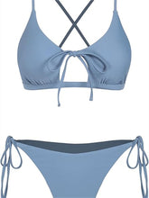 Women's 2-Piece Bikini Set Solid Color Lace Up Tie Side Bathing Suit