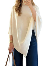 Asymmetrical Hem Shawl Wrap Cape Dolman Sleeve Top