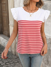Fashion Color Block Stripe T-Shirt for Women