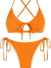 Women's Tie Back Cutout Set Two Piece Swimsuit Solid Color Sexy Bikini