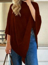Asymmetrical Hem Shawl Wrap Cape Dolman Sleeve Top