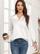 ZAFUL Women's Satin Silk Blouse Casual Dressy Tops Ruffle Long Sleeve Elegant Business Work Tunic Shirts