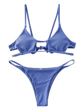 ZAFUL Women's Ribbed Cut Out Bikini Set String Swimwear
