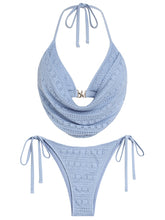 ZAFUL Women‘s Bikini Set Mesh Drape Halter Top Starfish MetalTwo Piece Swimsuit