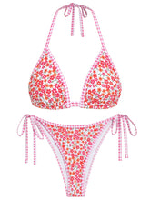 ZAFUL Bikini Set Two Piece Swimsuit Double Straps Tie Back Drawstring Halter String Triangle Bathing Suit
