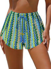 ZAFUL Women's Striped Elastic Waist Beach Swim Shorts