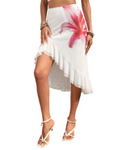 Bodycon Ruffle Hem Midi Skirt for Women