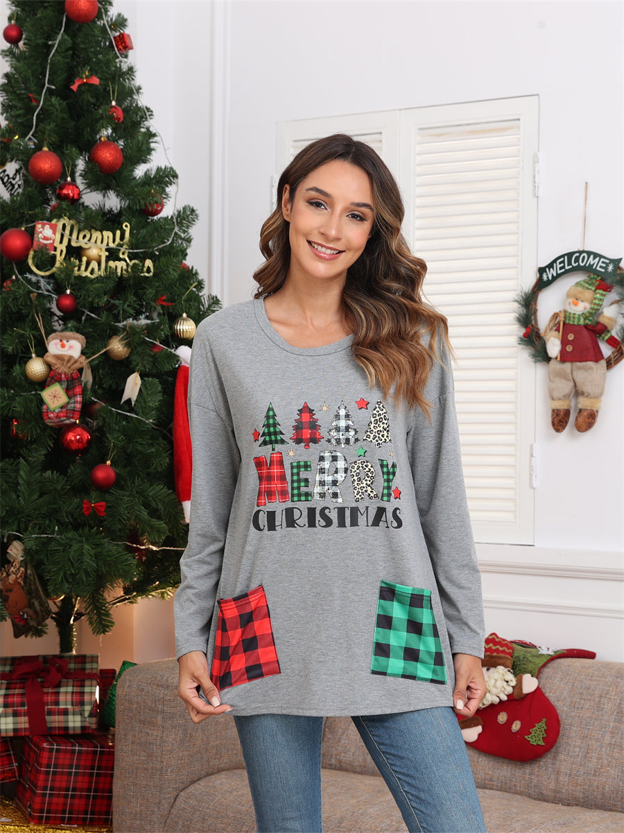 Floerns Women's Goth Grunge Punk Halloween Christmas Graphic Print Long Sleeve Drop Shoulder Sweaters Pullover Tops, Army Green, X-Small