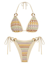 ZAFUL Retro Knit Pattern Triangle Bikini Set-AMZ