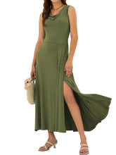 ZAFUL Summer Maxi Dress for Women 2026 Sleeveless Casual Cowl Neck Backless Split Tank Long Sundress