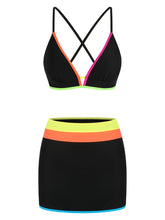 ZAFUL Women's V-Neck Bikini Set with Skirt 2 Piece Swimsuit Tummy Control Bathing Suit