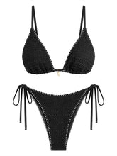 ZAFUL Women's Sexy Triangle Bikini Set 2025 Crochet Tie Side String Cheeky Swimsuit 2 Piece Bathing Suits