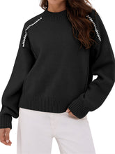 ZAFUL Women's Knit Sweaters Casual Long Sleeve Crewneck Loose Fit Pullover Sweater Winter Jumper Tops