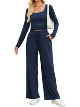 ZAFUL Women's 2 Piece Fall Outfits Set - Long Sleeve Top & Wide Leg Tracksuits