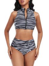 Half-Zip-Cheeky-Two-Pieces-Swimsuit-Black Zebra