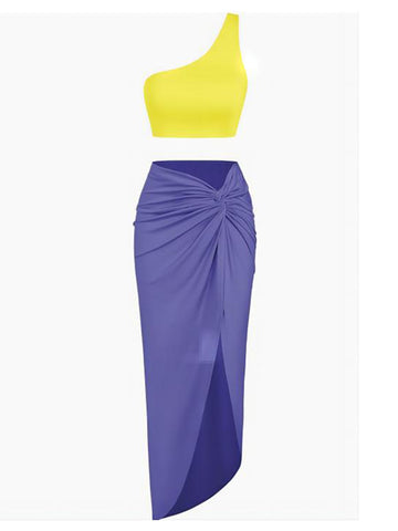 High-Slit-Twist-Skirt-Dress-Set-purple-colorblock