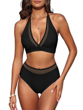 High Waisted Halter Mesh Bikini