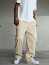 ZAFUL Men's Casual Cargo Pants Drawstring Elastic Waist Pants Loose Fit Joggers with Zip Pockets for Streetwear