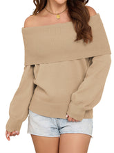 ZAFUL Women's Off Shoulder Sweater Long Lantern Sleeve Casual Knit Pullover