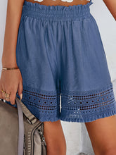 Solid Color Lace Cut-Out Shorts
