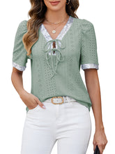 ZAFUL Womens Summer Eyelet Tops V Neck Going Out Sequin Blouse-Global