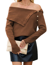 ZAFUL Sweaters for Women 2025 Trendy Versatile Neckline Button Turtleneck+Off the Shoulder Tunic Sweater Top