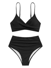 Twist-Front-Ruched-High-Waisted-Bikini-Black