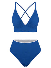 V-Neck-High-Waisted-Bikini-Blue