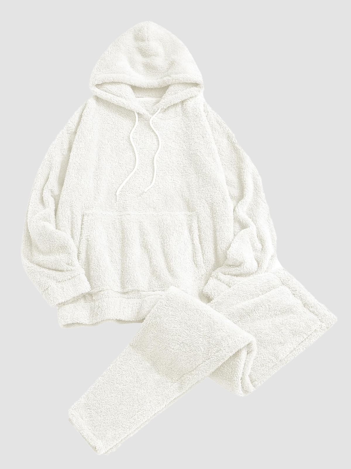 Fuzzy-Fleece-Pajamas-Sets-White-2
