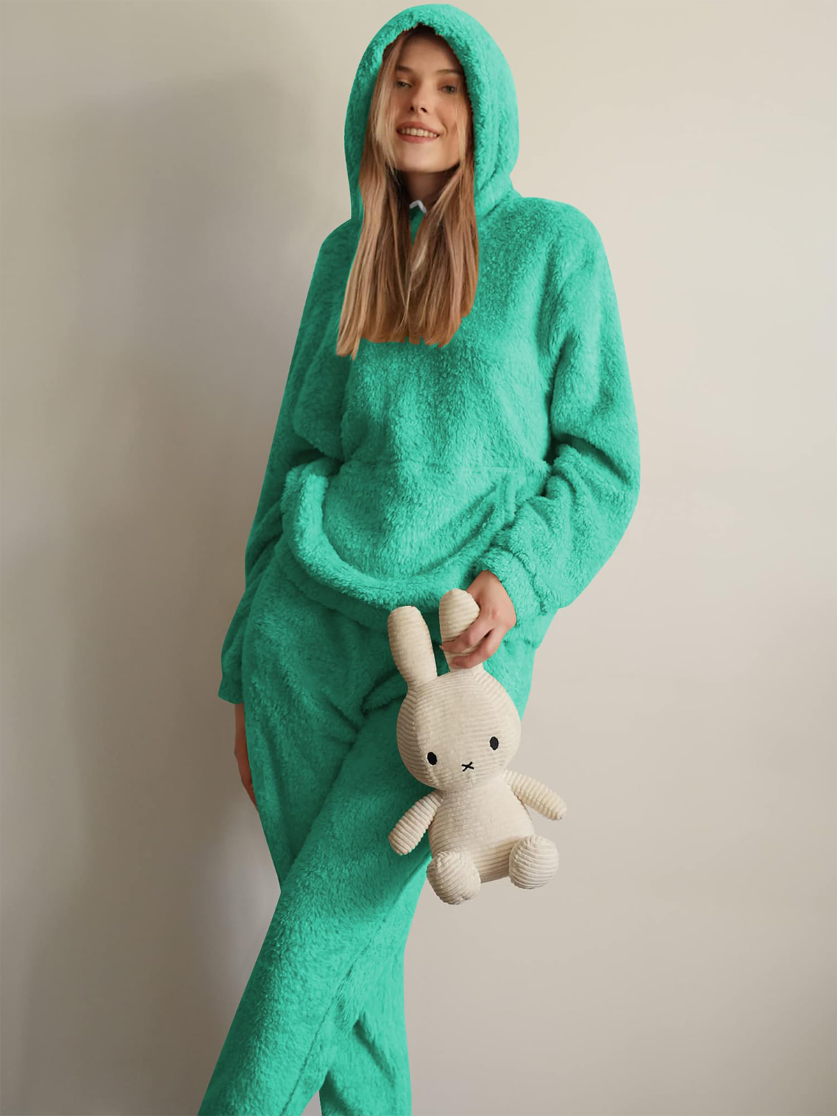 Fuzzy-Fleece-Pajamas-Sets-Green-1