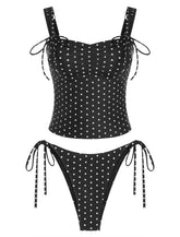 ZAFUL Women's Gingham Ruched Bowknot Decor Cinched Back Tankini Set-AMZ