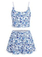 ZAFUL Women's High Waisted Bikini Set Two Piece Swimsuit Scoop Neck Spaghetti Straps Swim Skirt Bathing Suit