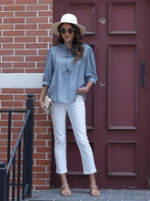 ZAFUL Womens Casual Tops 2025 V Neck Pleated Blouse 3/4 Sleeve Peplum Shirt Cute Bows Babydoll Top