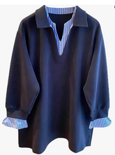 Fake Two-Piece Striped Patchwork Sweatshirt
