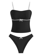 ZAFUL Tankini Swimsuits for Women Bow Tie Side Bathing Suits Tummy Control High Cut Two Piece Bikini Sets