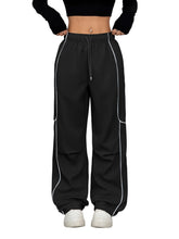 ZAFUL Parachute Pants for Women Sweatpants Y2K Contrast Pipping Cargo Trousers Jogger Pants with Pockets