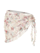 ZAFUL Women's Swimsuit Coverup Floral Wrap Skirts Beach Sheer Bikinis Cover Ups One Size Ruffle Trim Bathing Suit