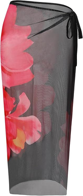 Floral Print Sheer High Slit Beach Cover Up