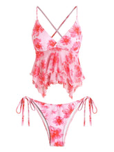 Ruffle Hem Tankini Swimsuit Set
