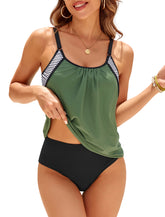 ZAFUL Two Piece Tankini Swimsuit for Women High Waisted Tummy Control Bathing Suit Double Up Tankini Set